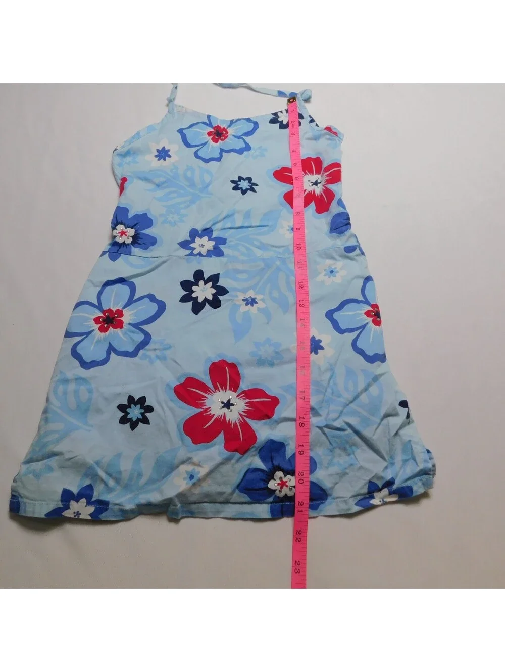 Vintage Limited Too Girls Light Blue Floral Halter Dress Romper Size 8 Y2K 90s